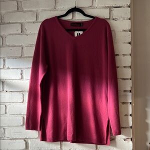 Women’s V-Neck Sweater in Deep Raspberry